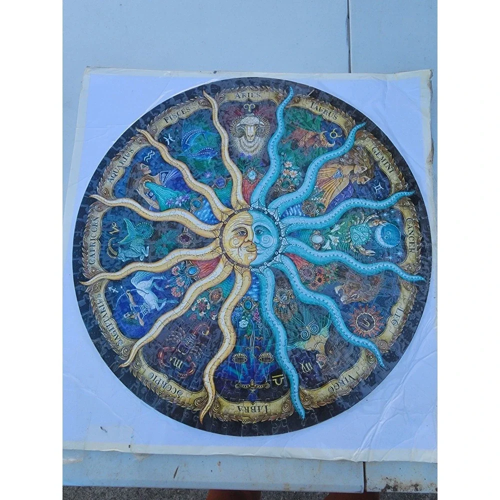 Large Celestial Moon And Sun Zodiac Finished Puzzle Wall Decor